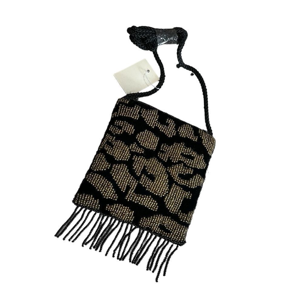 Velvet Beaded Leopard Mini Crossbody Shoulder Bag